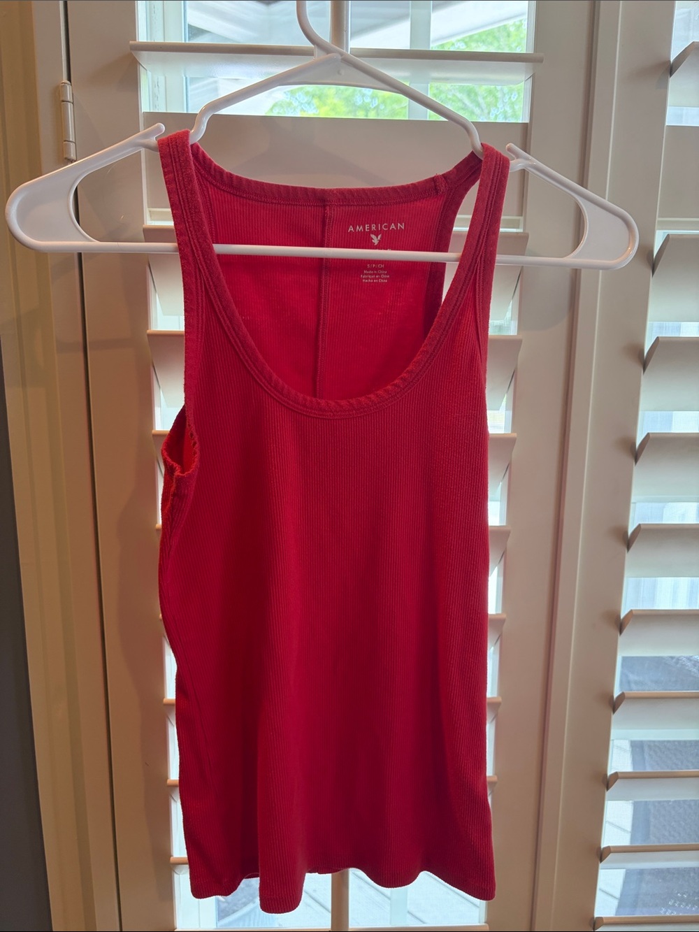 American Eagle Outfitters Bright Red Ribbed Tank